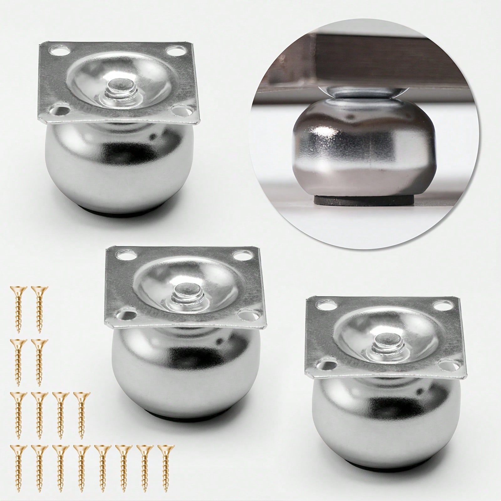 Cabinet Hinge Overlay - [4 Stück Metallmöbelbeine] 4 Stück polierte