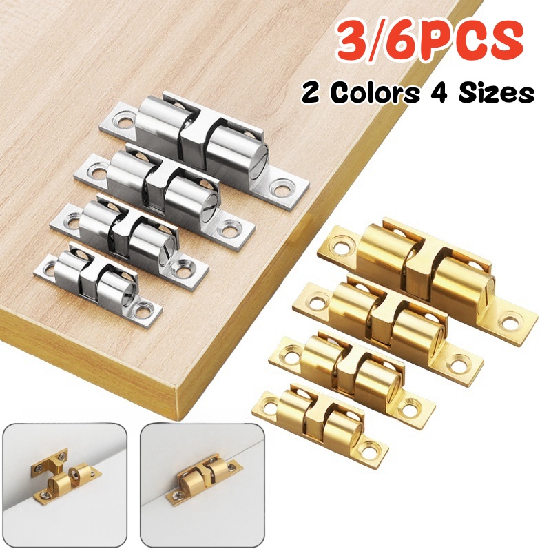 Furniture Hardware Manufacturer - 3/6 Stück Schranktür-Kugelschnäpper, Messing-Doppelrollen-Feder-Kugelschnäpper, Möbeltürschloss, verstellbarer